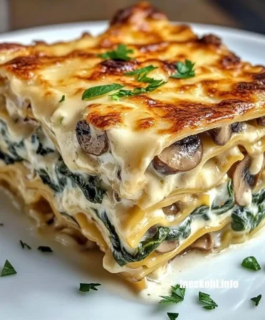 Easy Creamy Spinach Mushroom Lasagna